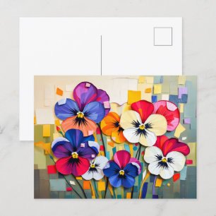 Postal Festiva Encantadora pansia con un estilo abstracto moderno