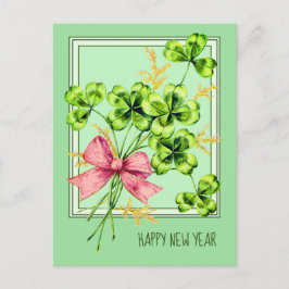 Postal Festiva Encanto afortunado Shamrock Vintage Cute Feliz Año