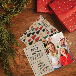 Postal Festiva Encanto de árboles vintage: Feliz foto navideña