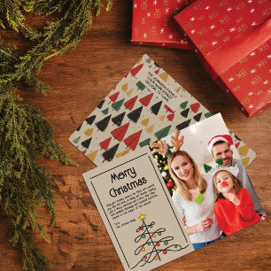 Postal Festiva Encanto de árboles vintage: Feliz foto navideña