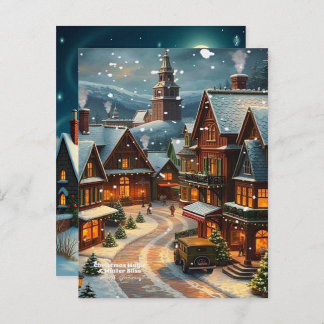 Postal Festiva Enchanting Christmas Winter Village Wallpaper 2025 (Anverso / Reverso)