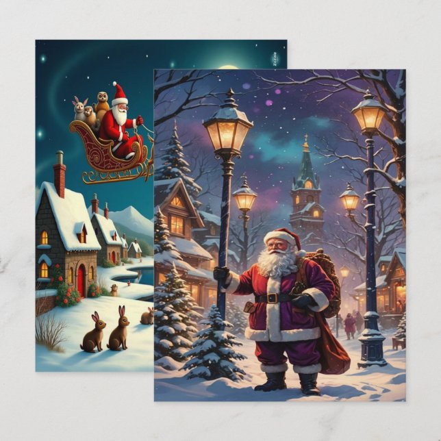 Postal Festiva Enchanting Christmas Winter Village Wallpaper 2025 (Anverso / Reverso)