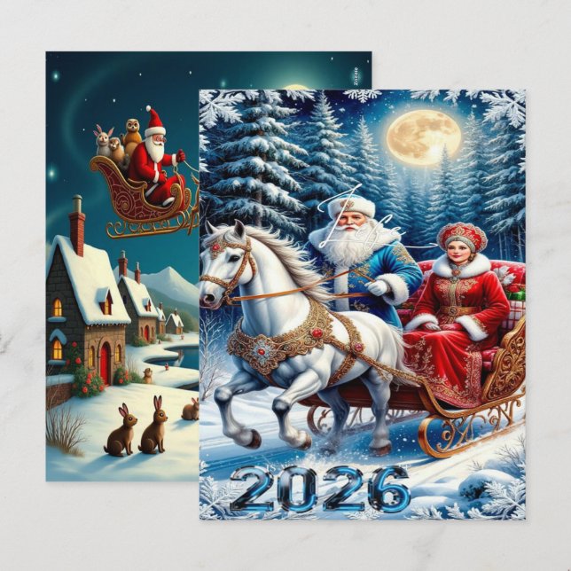 Postal Festiva Enchanting Christmas Winter Village Wallpaper 2025 (Anverso / Reverso)