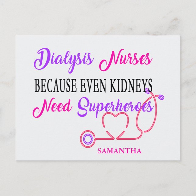 Postal Festiva Enfermera de diálisis personalizada con citas (Anverso)