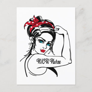 Postal Festiva Enfermera de UCI Neonatal Rosie The Riveter Pin Up