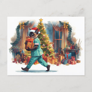 Postal Festiva Enfermera en Navidades de servicio tiempo para afi