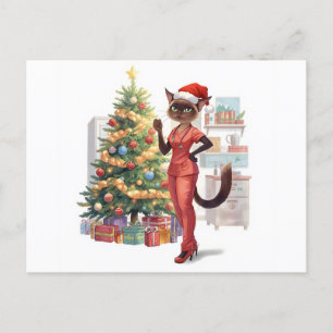 Postal Festiva Enfermera en Navidades de servicio tiempo para afi
