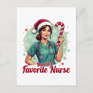 Postal Festiva Enfermera favorita de Santa Claus