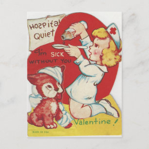 Postal Festiva Enfermera vintage Valentine