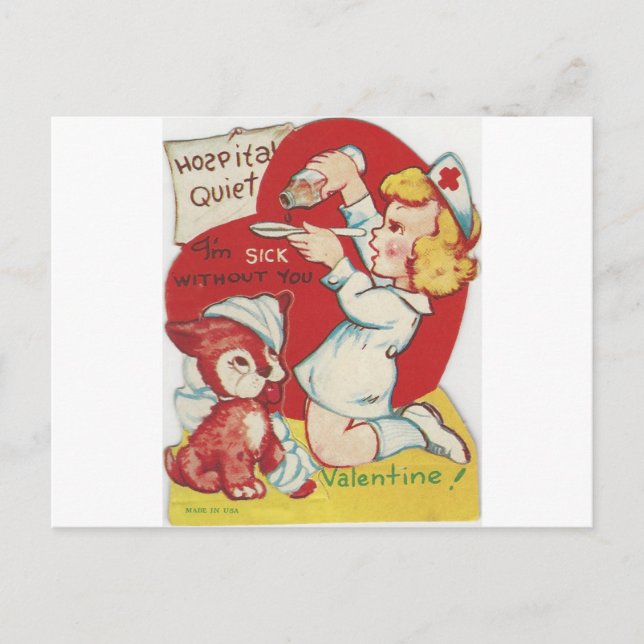Postal Festiva Enfermera vintage Valentine (Anverso)