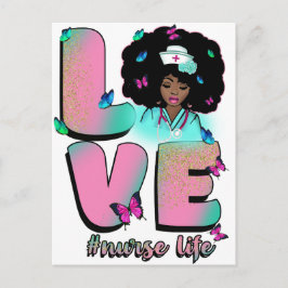 Postal Festiva Enfermería de la mujer melanina de enfermeras de e