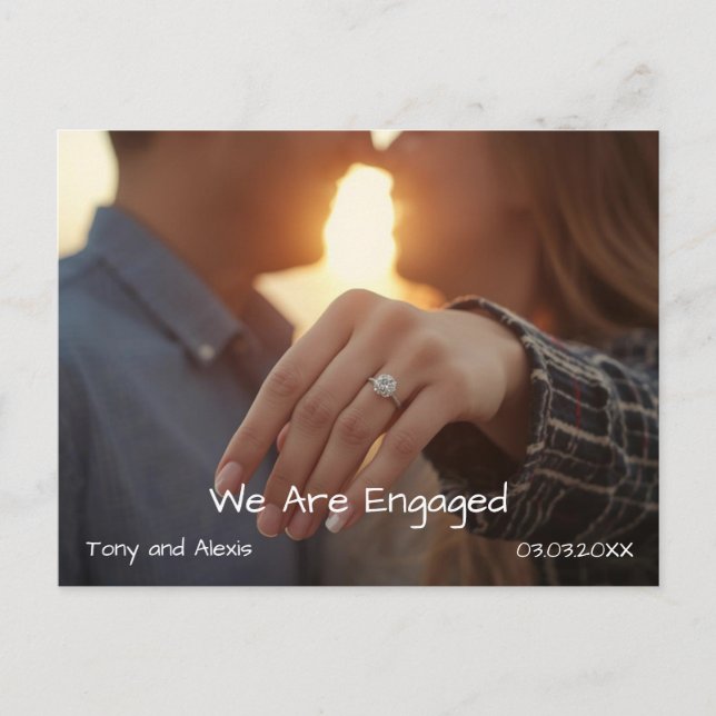 Postal Festiva Engagement Photo Announcement Card (Anverso)