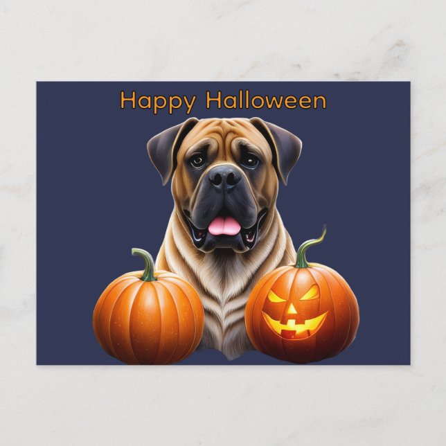 Postal Festiva Englische Dogge Mastiff Halloween  (Anverso)