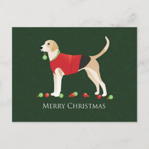 Postal Festiva English Foxhound Christmas
