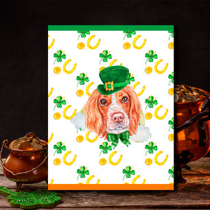 Postal Festiva English Springer Spaniel Trébol Día de San Patrici