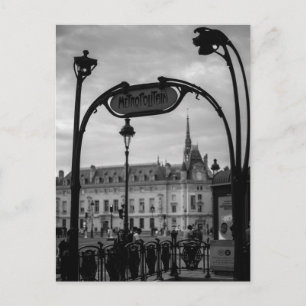 Postal Festiva Entrada Metropolitana de París