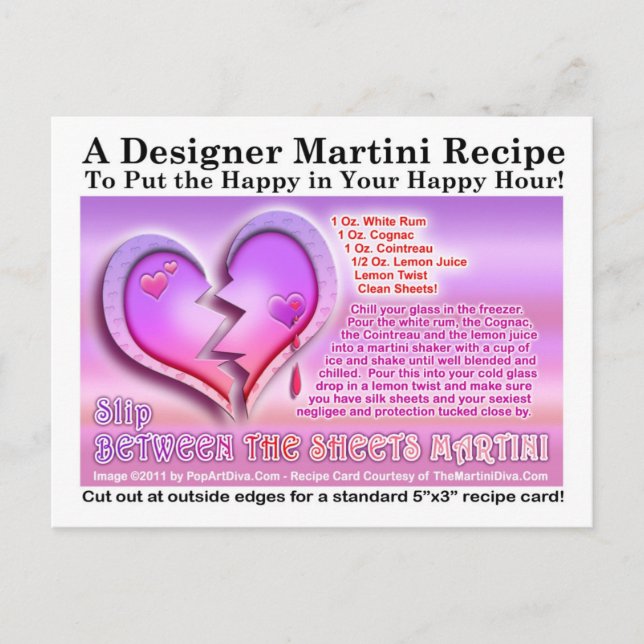 Postal Festiva Entre la receta del El día de San Valentín Martini (Anverso)