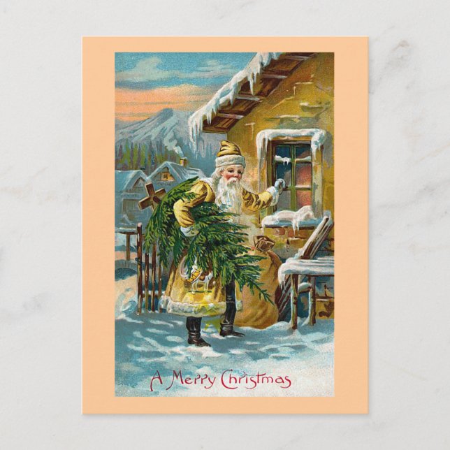 Postal Festiva "Entregando regalos a los Navidades" (Anverso)