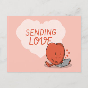 Postal Festiva Enviar amor - Corazón en el teclado