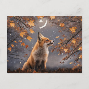 Postal Festiva Equinoccio de Otoño Fantasía Zorro y Luna