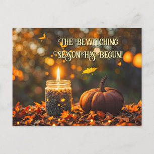Postal Festiva Equinoccio de Otoño Mabon Vela Calabaza