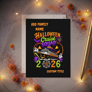 Postal Festiva Equipo de crucero de Halloween 2026 Camisetas a ju