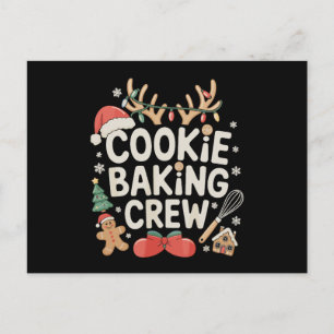 Postal Festiva Equipo de Horneado de Galletas Reno Cuerno Jengibr