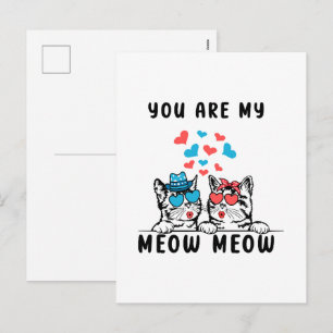 Postal Festiva Eres Mi Gato Pareja Meow Meow Día de San Valentín