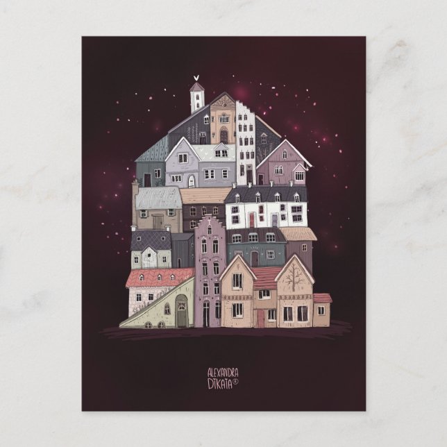 Postal Festiva Eres mi hogar por Alexandra Dikaia Love (Anverso)