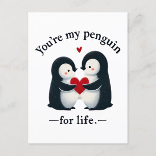 Postal Festiva Eres mi pareja de pingüinos para toda la vida