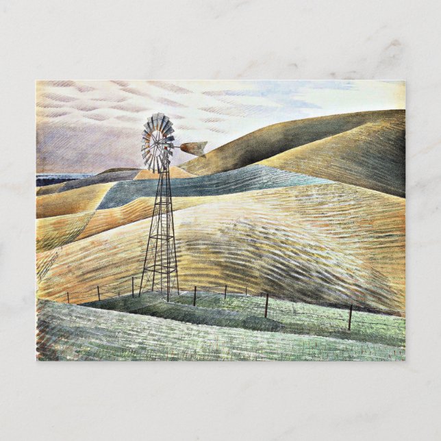 Postal Festiva Eric Ravilious art, Windmill (Anverso)