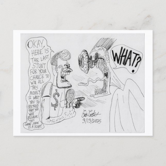 Postal Festiva Erica Crooks Comics : Game Show scam (Anverso)