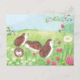 Postal Festiva Erizo pequeño en la pradera