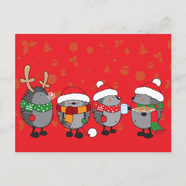 Postal Festiva erizos navidades (Anverso)