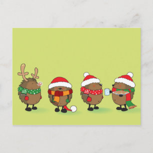 Postal Festiva erizos navidades