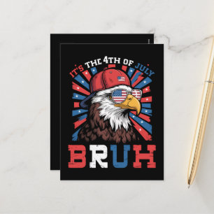 Postal Festiva Es el 4 de julio Bruh Águila calva Patriótico