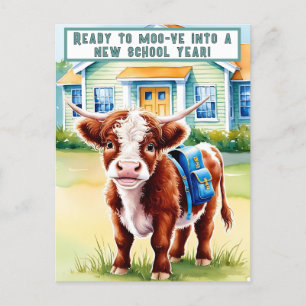 Postal Festiva Es gracioso volver a la vaca escolar