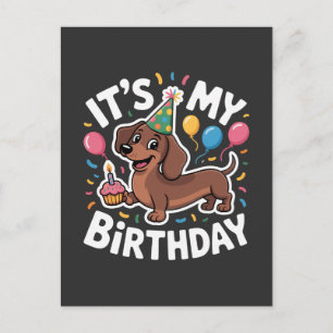 Postal Festiva Es Mi Cumpleaños Dachshund