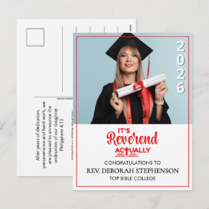 Postal Festiva ES REVERENDO ACTUALMENTE Ordenación Graduación