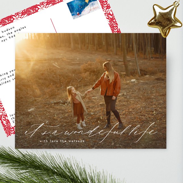 Postal Festiva Es una vida maravillosa Navidades elegantes (Subido por el creador)
