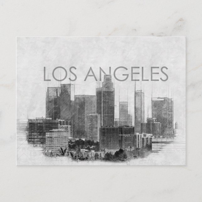 Postal Festiva Esbozo de la ciudad de Los Ángeles (Anverso)