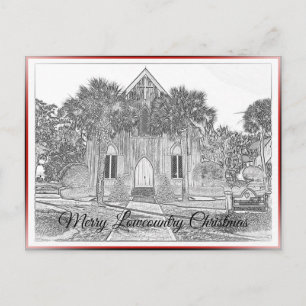 Postal Festiva Esbozo de la iglesia Bluffton de Merry Lowcountry
