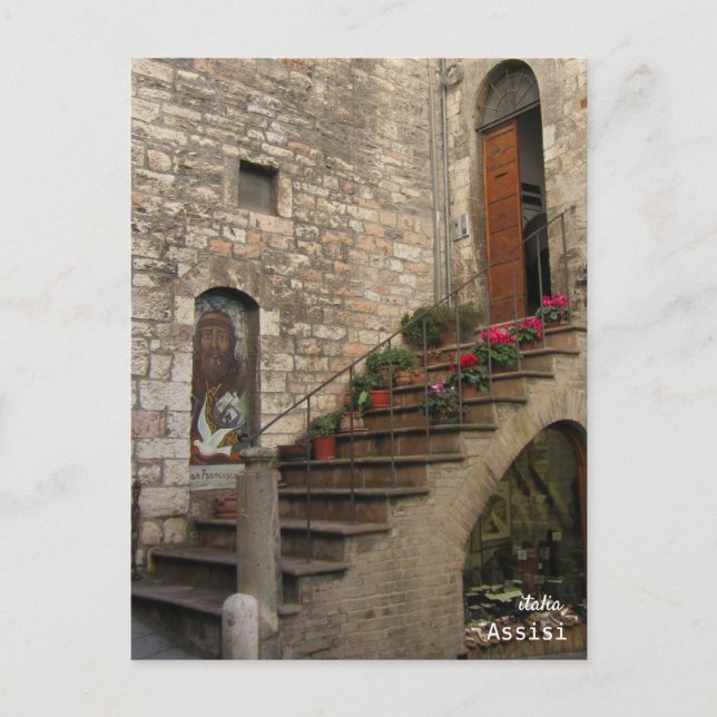 Postal Festiva Escalera de flores Asís Italia (Anverso)