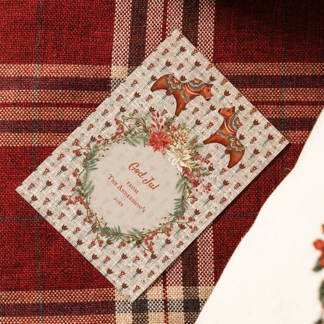 Postal Festiva Escandinavia Navidades de Arte Popular Dalecarlia (Subido por el creador)