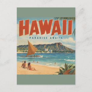 Postal Festiva Escape de Aloha Hawaiano Vintage Paraíso