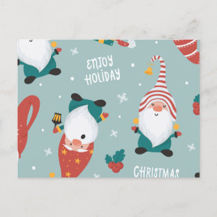 Postal Festiva Escena de aldea de invierno Feliz Navidad, Año Nue