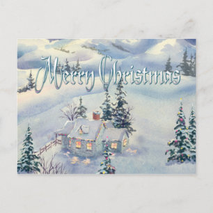 Postal Festiva ESCENA DE INVIERNO DE navidades, por SHARON SHARPE