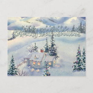 Postal Festiva ESCENA DE INVIERNO DE navidades, por SHARON SHARPE