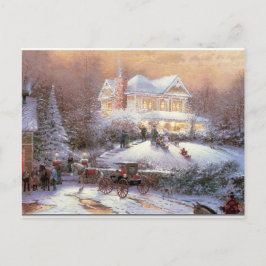 Postal Festiva Escena de invierno de Navidades victorianos