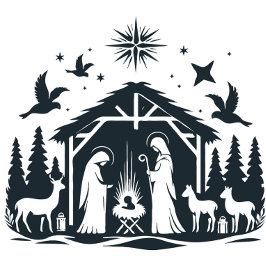 Postal Festiva Escena de la natividad